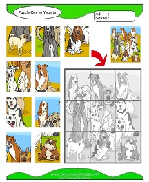 Puzzle Kes Yapıştır Çalışma Sayfaları